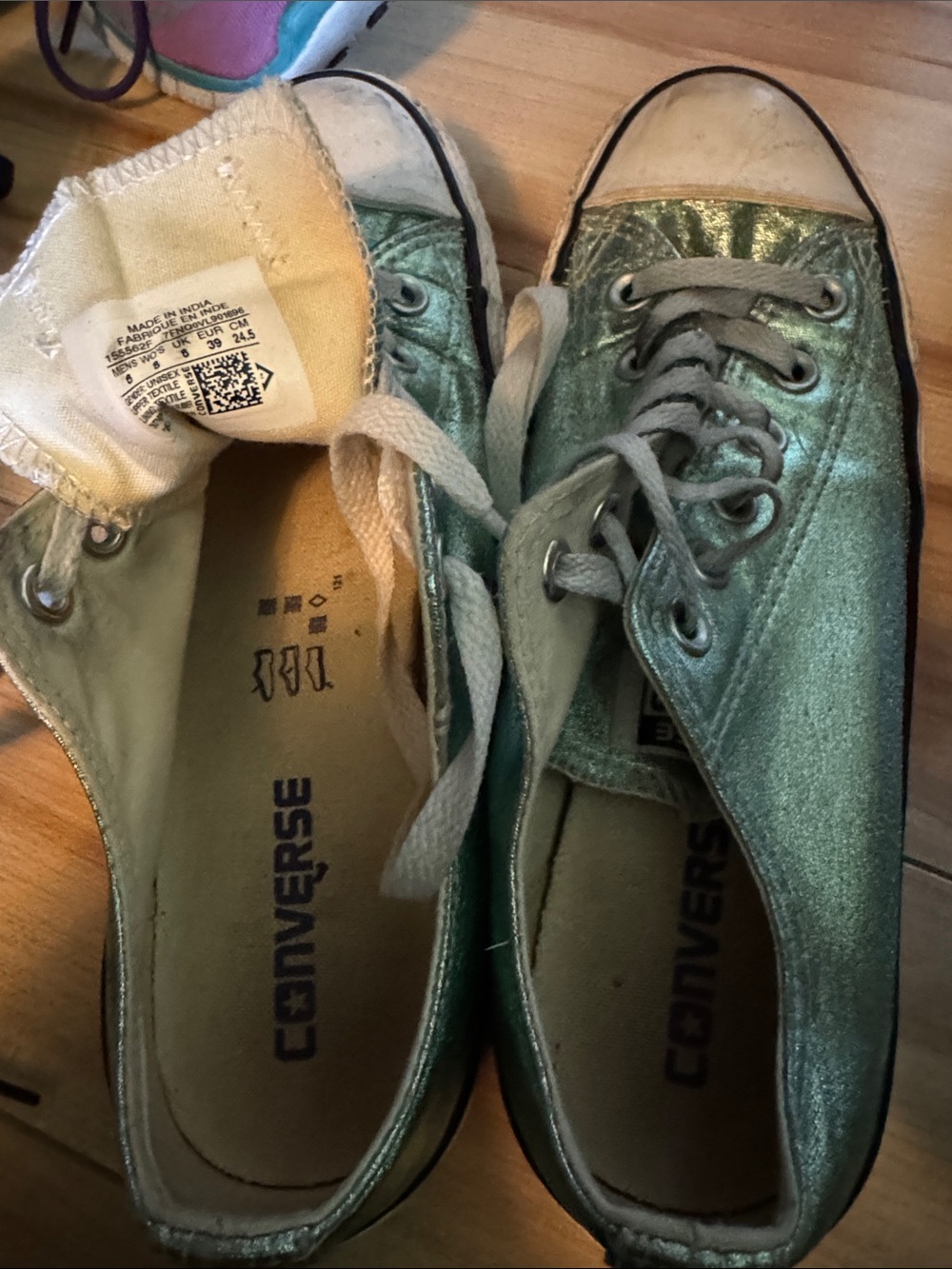 Converse Metallic Teal Low Top Sneakers